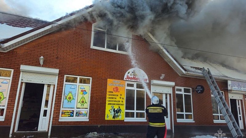 Пожар охватил мансардный этаж магазина в Адыгейске 