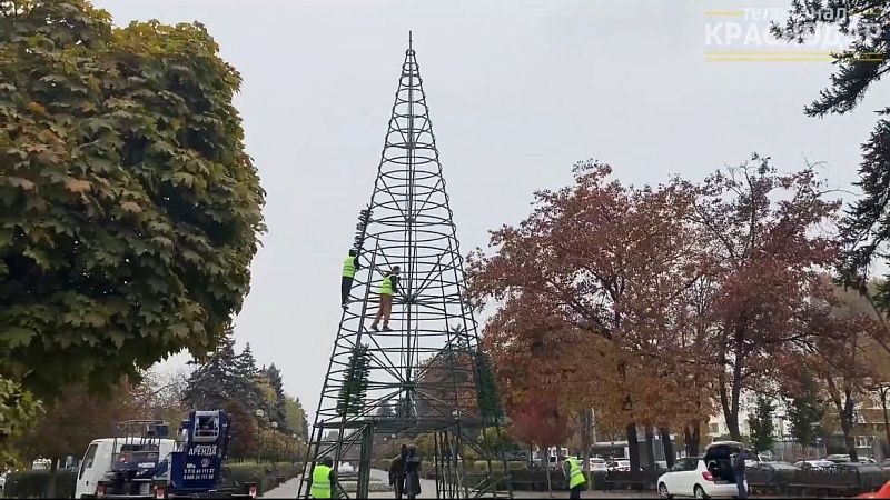 Праздник к нам приходит: первую ёлку установили в центре Краснодара 