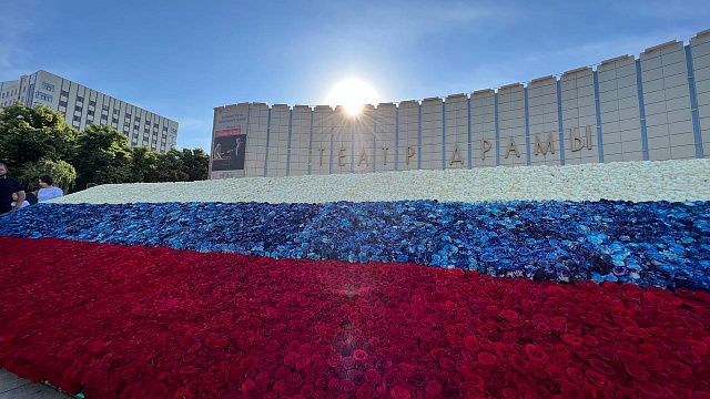 В Краснодаре собрали самый большой флаг России из 50 тысяч бутонов живых роз